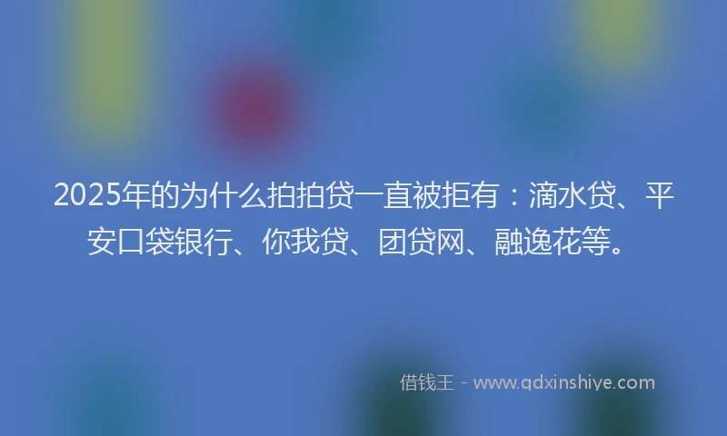 2025年的为什么拍拍贷一直被拒有：滴水贷、平安口袋银行、你我贷、团贷网、融逸花等。