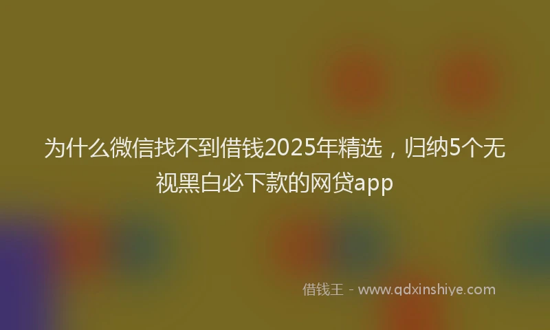 为什么微信找不到借钱2025年精选，归纳5个无视黑白必下款的网贷app