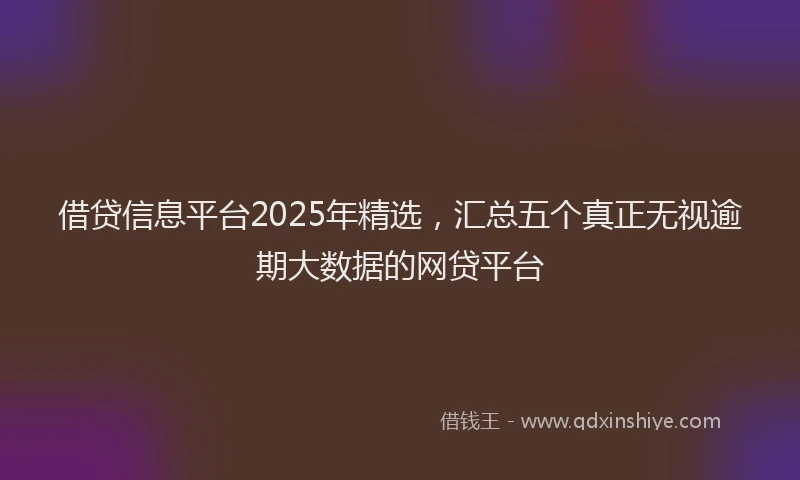 借贷信息平台2025年精选，汇总五个真正无视逾期大数据的网贷平台