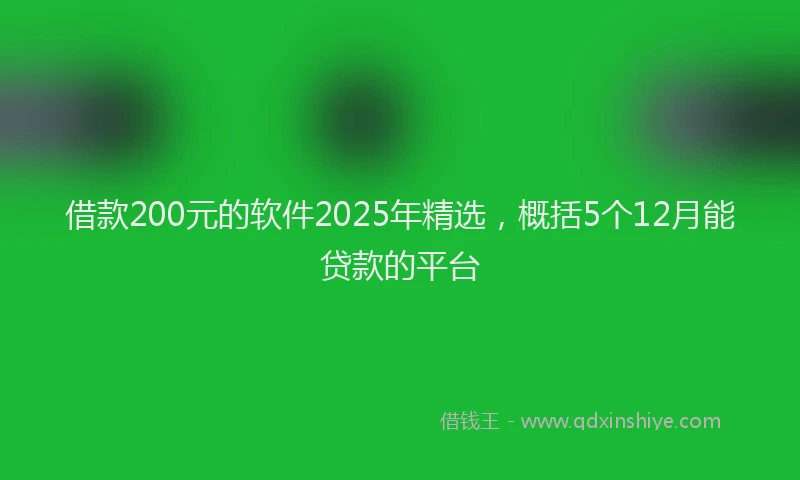 借款200元的软件2025年精选，概括5个12月能贷款的平台