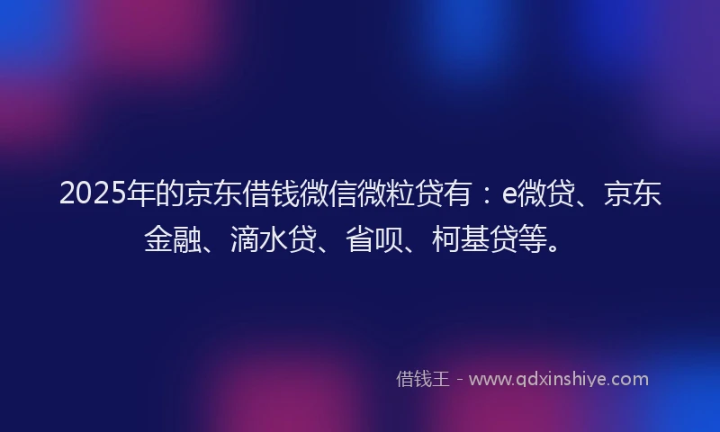 2025年的京东借钱微信微粒贷有：e微贷、京东金融、滴水贷、省呗、柯基贷等。