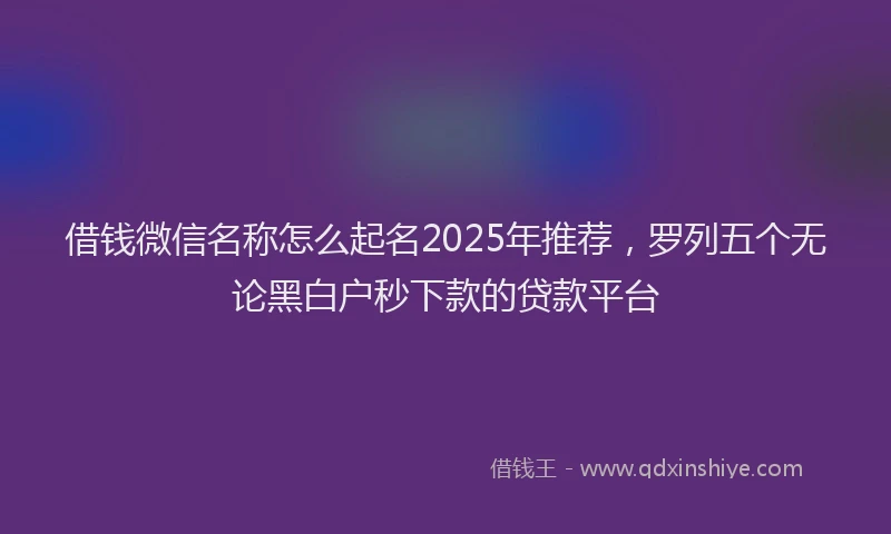 借钱微信名称怎么起名2025年推荐，罗列五个无论黑白户秒下款的贷款平台
