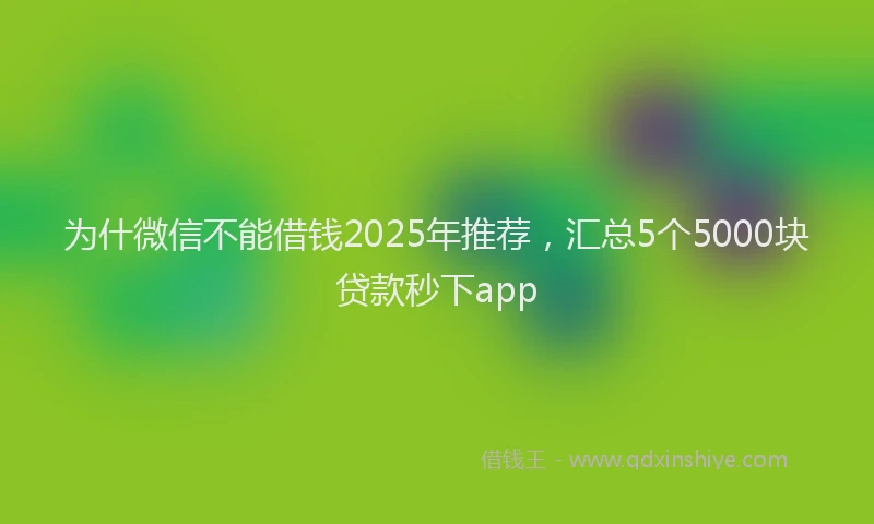 为什微信不能借钱2025年推荐，汇总5个5000块贷款秒下app