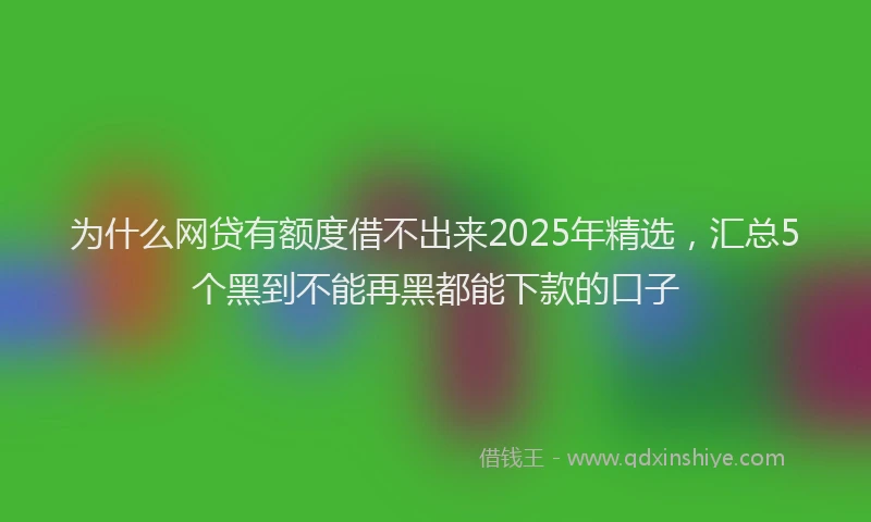 为什么网贷有额度借不出来2025年精选，汇总5个黑到不能再黑都能下款的口子
