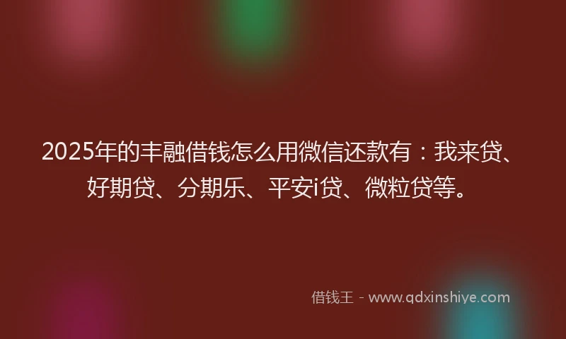 2025年的丰融借钱怎么用微信还款有：我来贷、好期贷、分期乐、平安i贷、微粒贷等。
