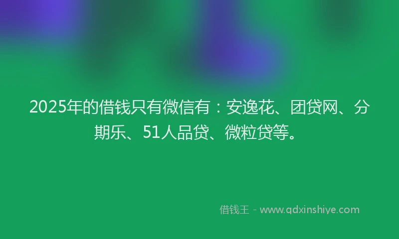 2025年的借钱只有微信有：安逸花、团贷网、分期乐、51人品贷、微粒贷等。