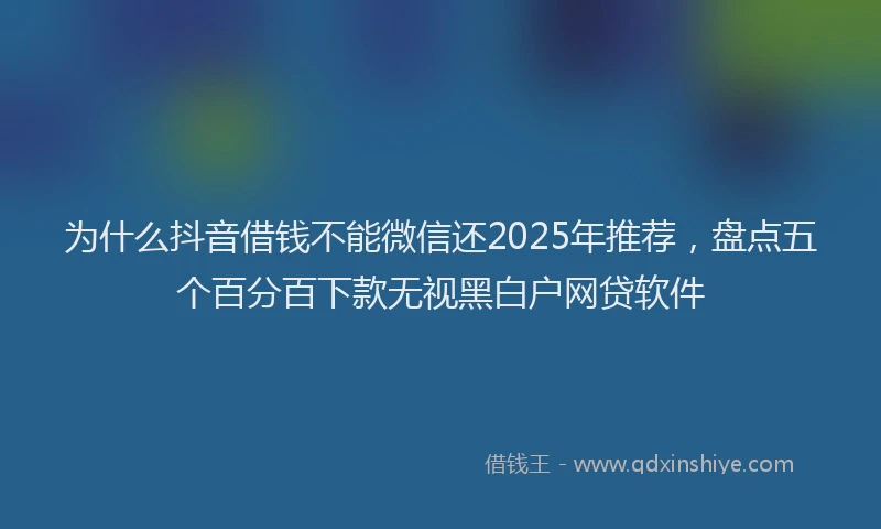 为什么抖音借钱不能微信还2025年推荐，盘点五个百分百下款无视黑白户网贷软件