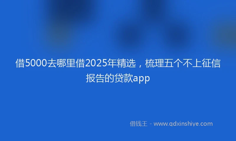 借5000去哪里借2025年精选，梳理五个不上征信报告的贷款app