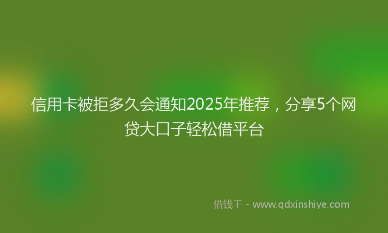 信用卡被拒多久会通知2025年推荐，分享5个网贷大口子轻松借平台