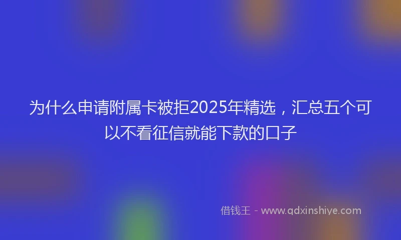 为什么申请附属卡被拒2025年精选，汇总五个可以不看征信就能下款的口子