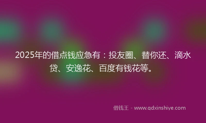 2025年的借点钱应急有：投友圈、替你还、滴水贷、安逸花、百度有钱花等。