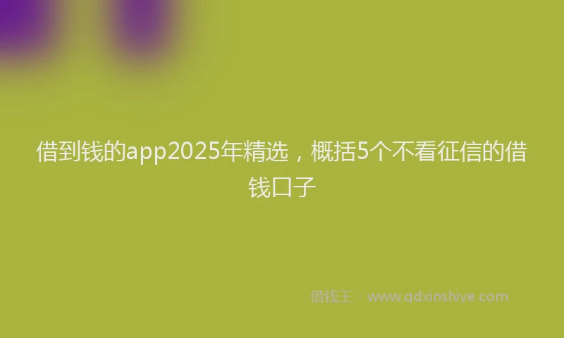借到钱的app2025年精选，概括5个不看征信的借钱口子