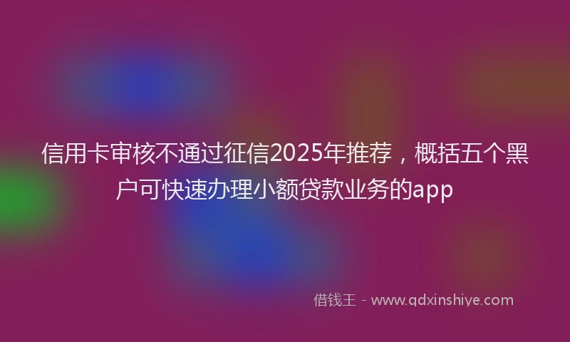 信用卡审核不通过征信2025年推荐，概括五个黑户可快速办理小额贷款业务的app