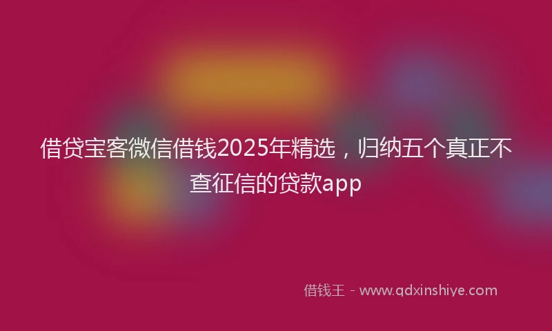 借贷宝客微信借钱2025年精选，归纳五个真正不查征信的贷款app