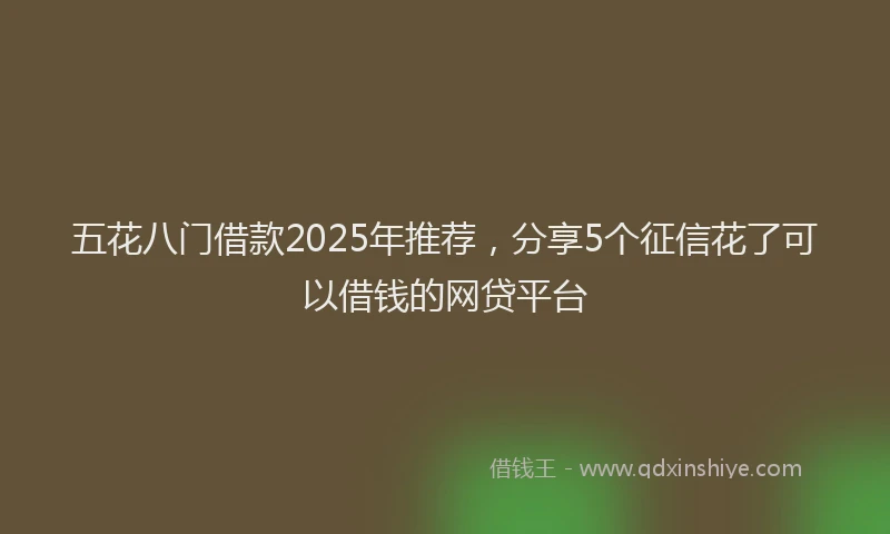 五花八门借款2025年推荐，分享5个征信花了可以借钱的网贷平台