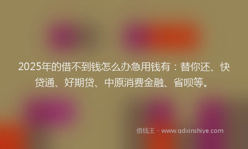 2025年的借不到钱怎么办急用钱有：替你还、快贷通、好期贷、中原消费金融、省呗等。