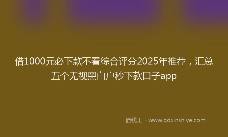 借1000元必下款不看综合评分2025年推荐，汇总五个无视黑白户秒下款口子app
