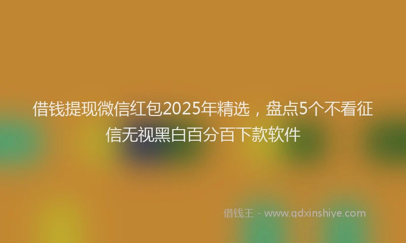 借钱提现微信红包2025年精选，盘点5个不看征信无视黑白百分百下款软件