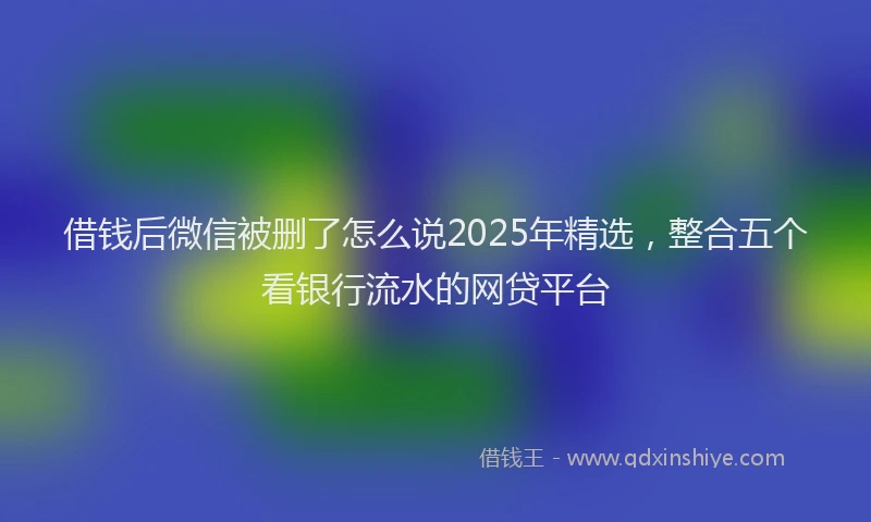 借钱后微信被删了怎么说2025年精选，整合五个看银行流水的网贷平台