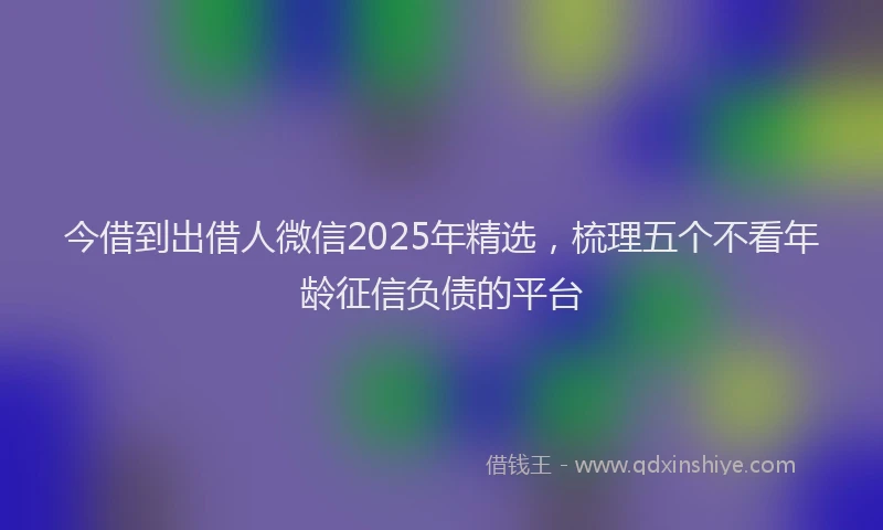今借到出借人微信2025年精选，梳理五个不看年龄征信负债的平台