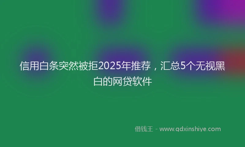 信用白条突然被拒2025年推荐，汇总5个无视黑白的网贷软件