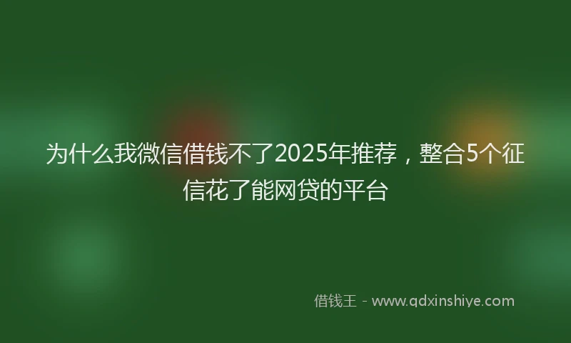 为什么我微信借钱不了2025年推荐，整合5个征信花了能网贷的平台