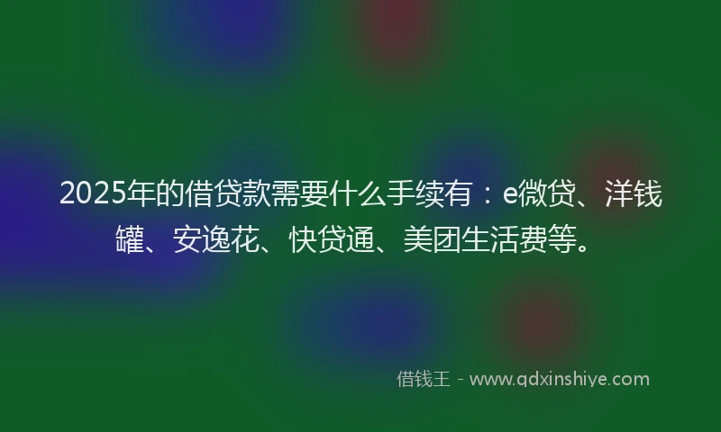 2025年的借贷款需要什么手续有：e微贷、洋钱罐、安逸花、快贷通、美团生活费等。
