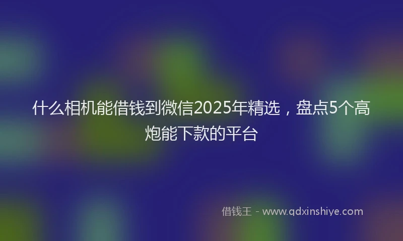 什么相机能借钱到微信2025年精选，盘点5个高炮能下款的平台