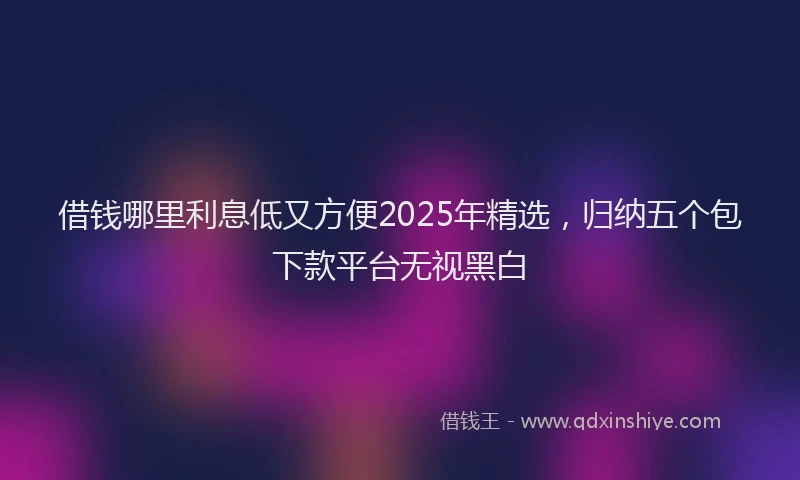 借钱哪里利息低又方便2025年精选，归纳五个包下款平台无视黑白