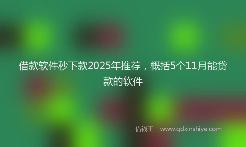 借款软件秒下款2025年推荐，概括5个11月能贷款的软件