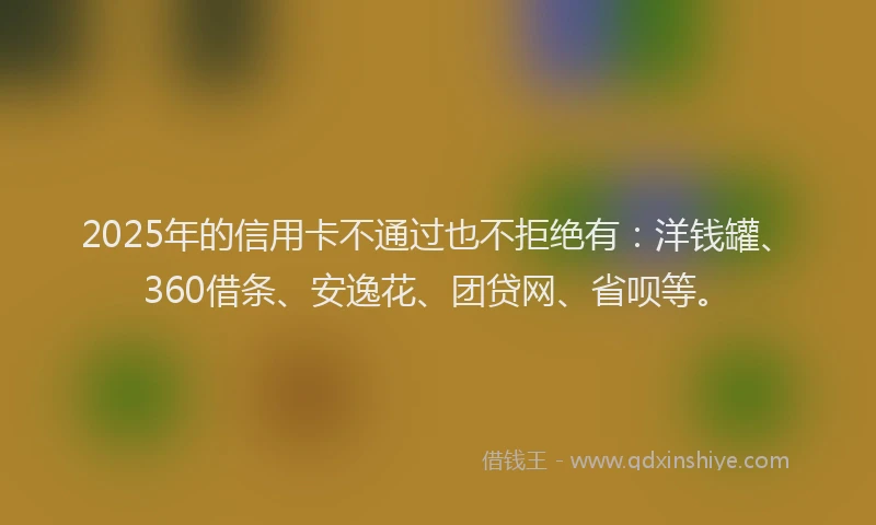 2025年的信用卡不通过也不拒绝有：洋钱罐、360借条、安逸花、团贷网、省呗等。