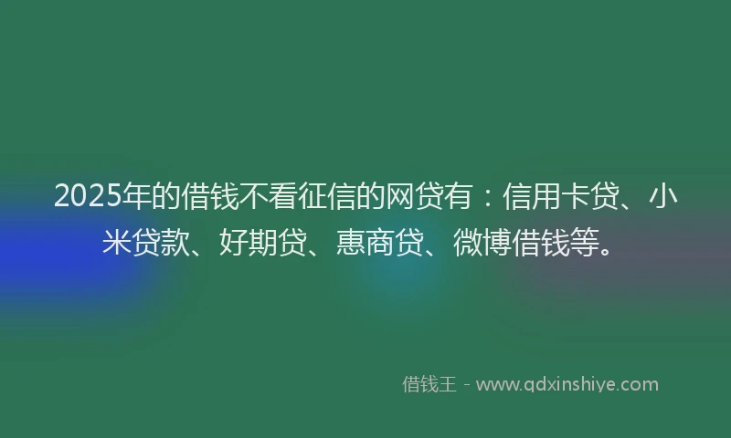 2025年的借钱不看征信的网贷有：信用卡贷、小米贷款、好期贷、惠商贷、微博借钱等。