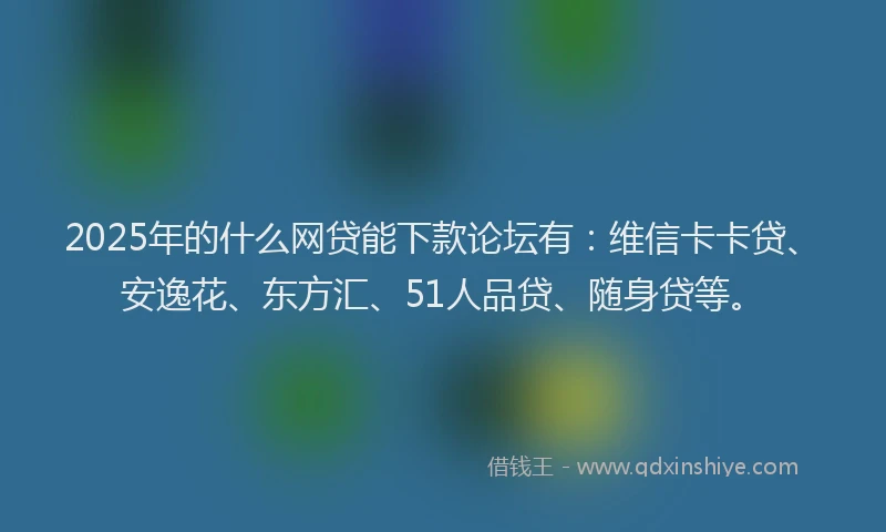 2025年的什么网贷能下款论坛有：维信卡卡贷、安逸花、东方汇、51人品贷、随身贷等。