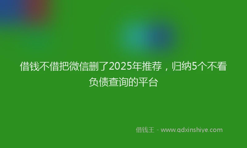 借钱不借把微信删了2025年推荐，归纳5个不看负债查询的平台