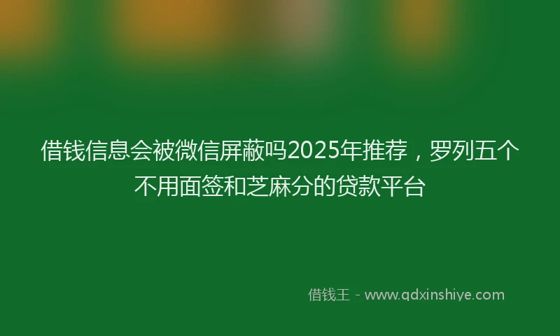 借钱信息会被微信屏蔽吗2025年推荐，罗列五个不用面签和芝麻分的贷款平台