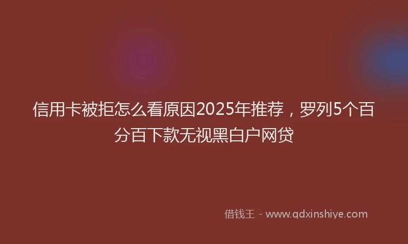 信用卡被拒怎么看原因2025年推荐，罗列5个百分百下款无视黑白户网贷