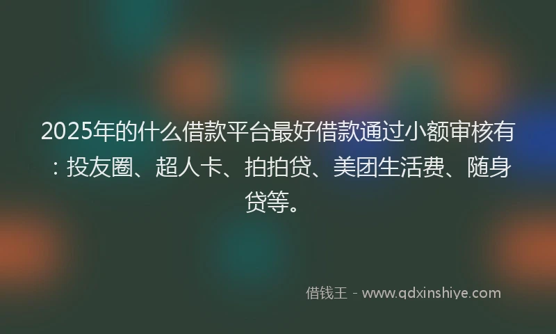 2025年的什么借款平台最好借款通过小额审核有：投友圈、超人卡、拍拍贷、美团生活费、随身贷等。