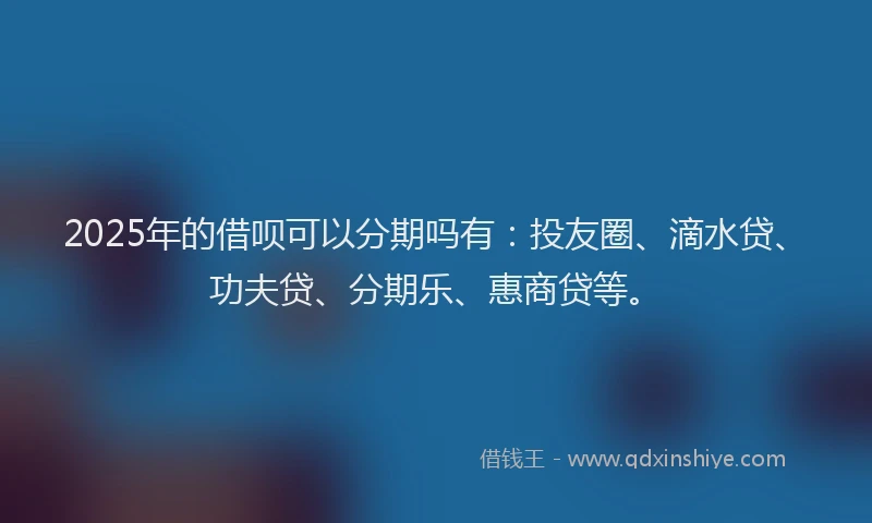 2025年的借呗可以分期吗有：投友圈、滴水贷、功夫贷、分期乐、惠商贷等。