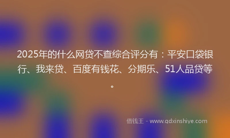 2025年的什么网贷不查综合评分有：平安口袋银行、我来贷、百度有钱花、分期乐、51人品贷等。