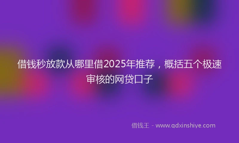 借钱秒放款从哪里借2025年推荐，概括五个极速审核的网贷口子