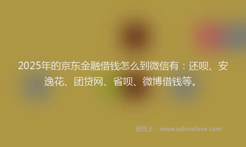 2025年的京东金融借钱怎么到微信有：还呗、安逸花、团贷网、省呗、微博借钱等。