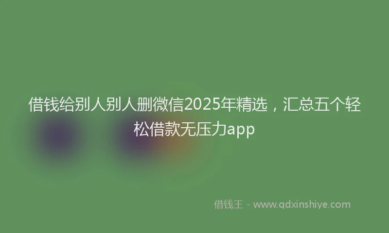 借钱给别人别人删微信2025年精选，汇总五个轻松借款无压力app