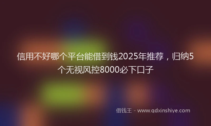 信用不好哪个平台能借到钱2025年推荐，归纳5个无视风控8000必下口子