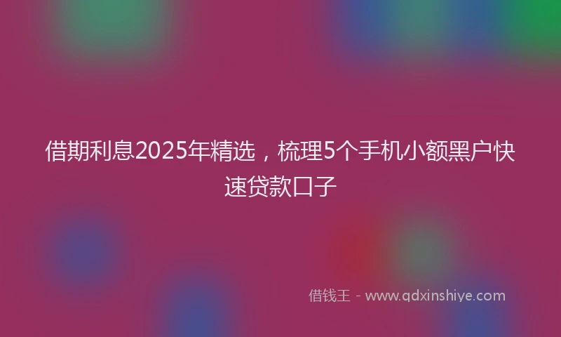 借期利息2025年精选，梳理5个手机小额黑户快速贷款口子