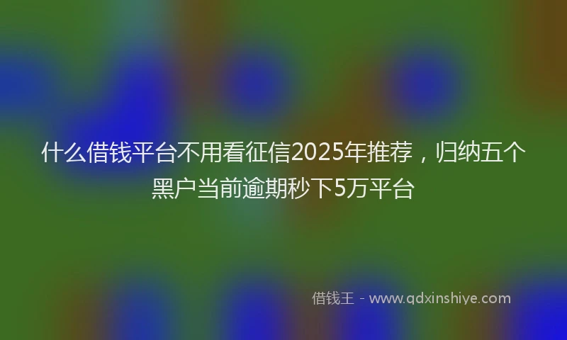 什么借钱平台不用看征信2025年推荐，归纳五个黑户当前逾期秒下5万平台