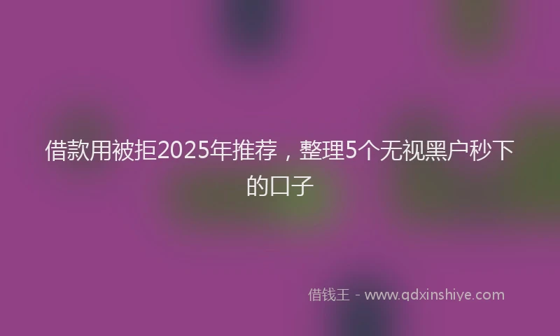 借款用被拒2025年推荐，整理5个无视黑户秒下的口子