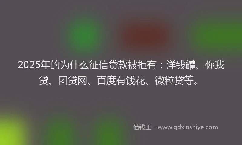 2025年的为什么征信贷款被拒有：洋钱罐、你我贷、团贷网、百度有钱花、微粒贷等。