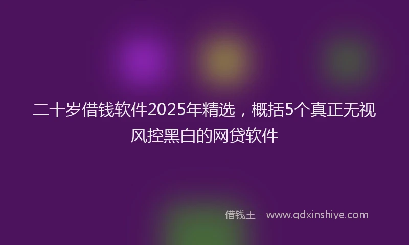 二十岁借钱软件2025年精选，概括5个真正无视风控黑白的网贷软件