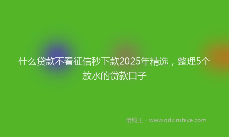 什么贷款不看征信秒下款2025年精选，整理5个放水的贷款口子