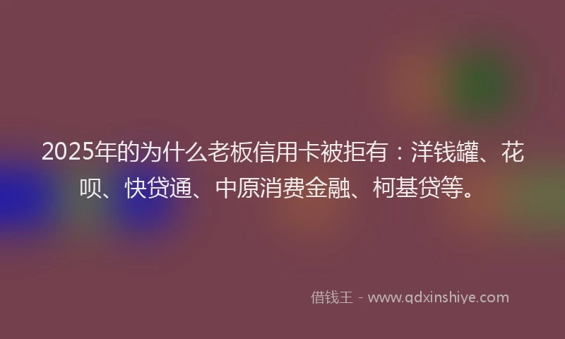 2025年的为什么老板信用卡被拒有：洋钱罐、花呗、快贷通、中原消费金融、柯基贷等。